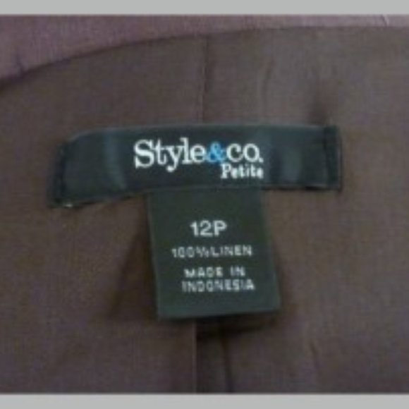 Style and Co. 12P Brown Linen Blazer with Top Stitch Detail - Picture 5 of 5
